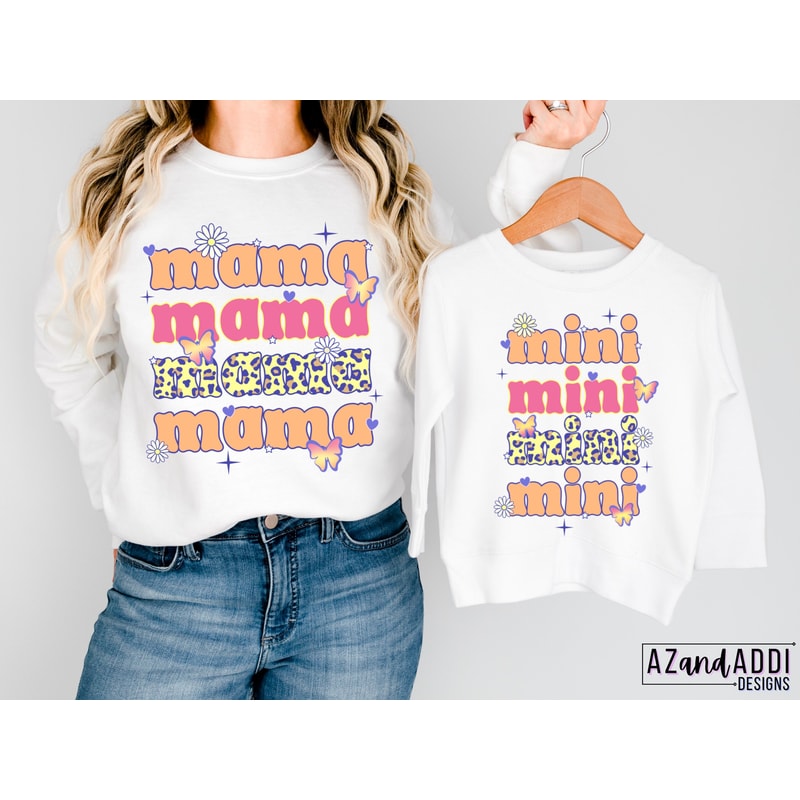 Matching mama and mini shirt design, retro mama mini sublimation, groovy retro png, Mother’s Day png, digital download, mom and daughter png - 4.jpg