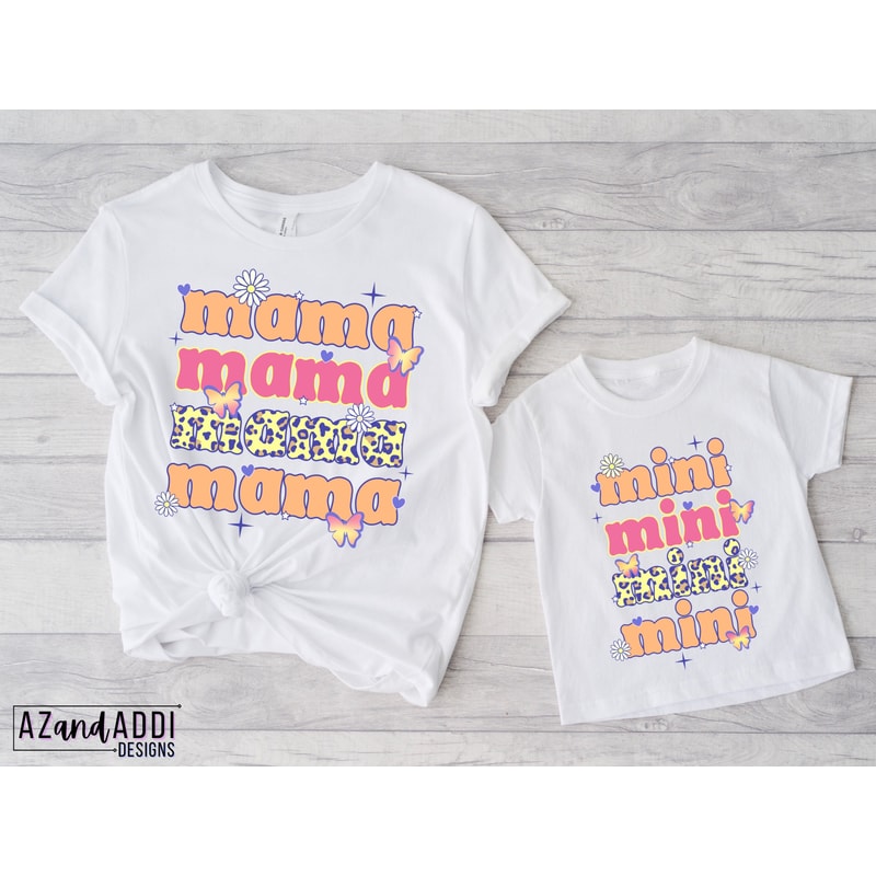 Matching mama and mini shirt design, retro mama mini sublimation, groovy retro png, Mother’s Day png, digital download, mom and daughter png - 5.jpg