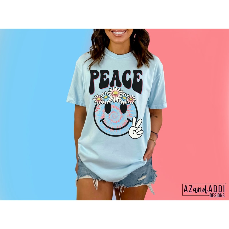 Retro tie dye smiley face png, smiley face sublimation design, peace sign smiley face, hippie smiley face, retro groovy, digital download - 3.jpg