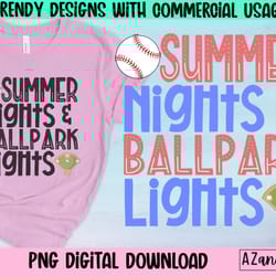 summer night ballpark lights png, baseball sublimation desig