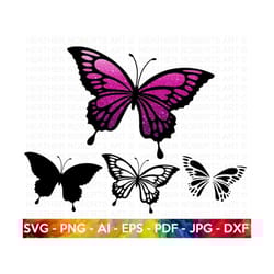 layered butterfly svg, butterfly svg, butterfly silhouette, monarch butterfly, butterfly clipart, cricut cutfile