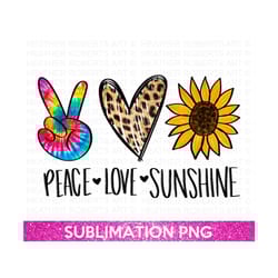 peace love sunshine png, peace hand sign png, leopard printed heart png, sunflower sublimation, peace png, heart png, su