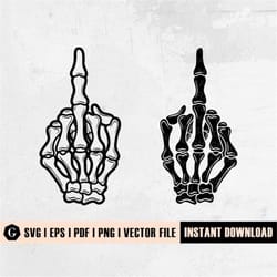 skeleton middle finger svg | skeleton hand svg | middle finger svg | dirty finger svg | hand sign silhouette | bones of