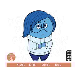 inside out svg , sadness svg , disneyland ears clipart layered by color svg clipart svg, cut file cricut, silhouette, cr