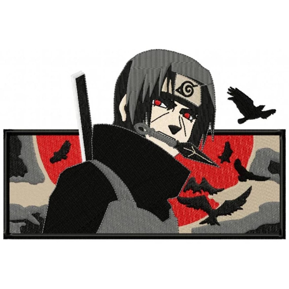 Itachi Red Moon Embroidery Design