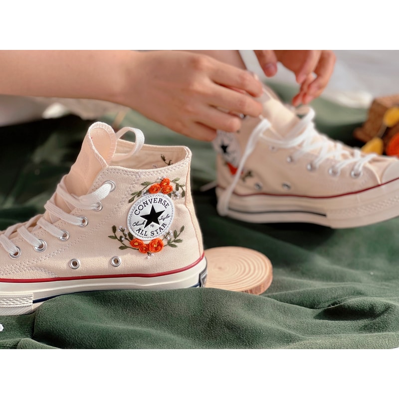 Embroidered ConverseBridal ConverseWedding NameFlower ConverseCustom Converse HighTops Orange RoseCustom Logo ConverseGift For Wedding - 4.jpg
