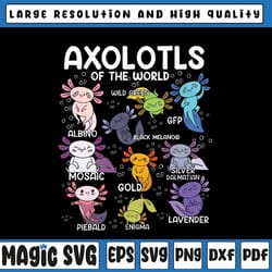 axolotl kawaii axolotls of the world axolotl animals svg, baby axolotl svg, back to school png, digital download