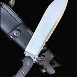 custom handmade d2 steel bowie knife hunting knife with leather sheath