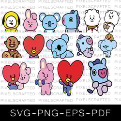 bt21 svg bundle, bt 21 cutfile, kid cartoon clipart
