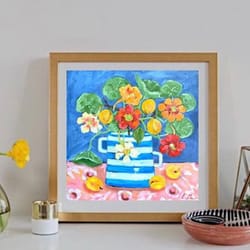 nasturtium flowers painting original oil painting flowers painting floral painting still life painting small painting