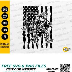 US Fishing Bigfoot SVG | USA Flag Big Foot T-Shirt Stencil Graphics | Cricut Cutting Files Silhouette Clipart Vector Dig