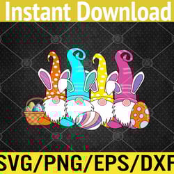 easter bunny spring gnome easter egg hunting and basket svg, eps, png, dxf, digital download