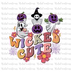 wicked cute halloween png, retro halloween sublimation, kids halloween sublimation, ghost png, pumpkin png, wicked cute