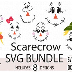 scarecrow svg, halloween svg file, fall svg, scarecrow face svg, eps, dxf, png, digital download