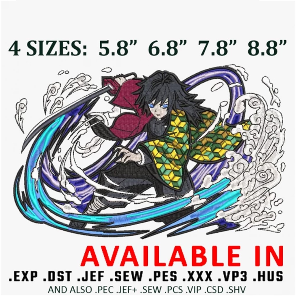 Giyu tomioka embroidery design