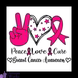 peace love cure breast cancer awareness svg, breast cancer awareness svg