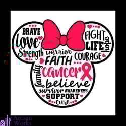 brave love strengh warrior faith cancer fight life courage svg