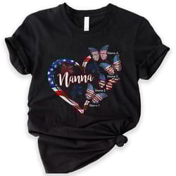 grandma shirt, custom 4th of july nana shirt with grandchild names, patriotic 4th of july grandma shirt, 4th of july gif