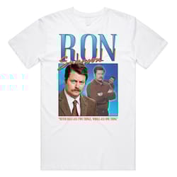 ron swanson homage t-shirt tee top parks & rec funny retro 90's gift