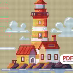 anp233_lighthouse_cross stitch pattern pdf,cross stitch chart,counted cross stitch pattern,instant pdf download