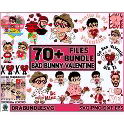 70 valentine bad bunny svg png bundle, bad bunny valentines svg, un san valentin sin ti svg png, valentines benito png,