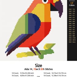 anp214_parrot_cross stitch pattern pdf,cross stitch chart,counted cross stitch pattern,instant pdf download