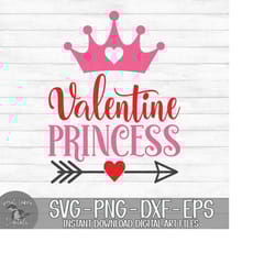 valentine princess - instant digital download - svg, png, dxf, and eps files included! valentine's day, baby, girl, crow