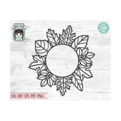 leaf frame svg, round leaf frame cut file, leaf border, leaf monogram frame, fall leaves, autumn leaves, thanksgiving mo