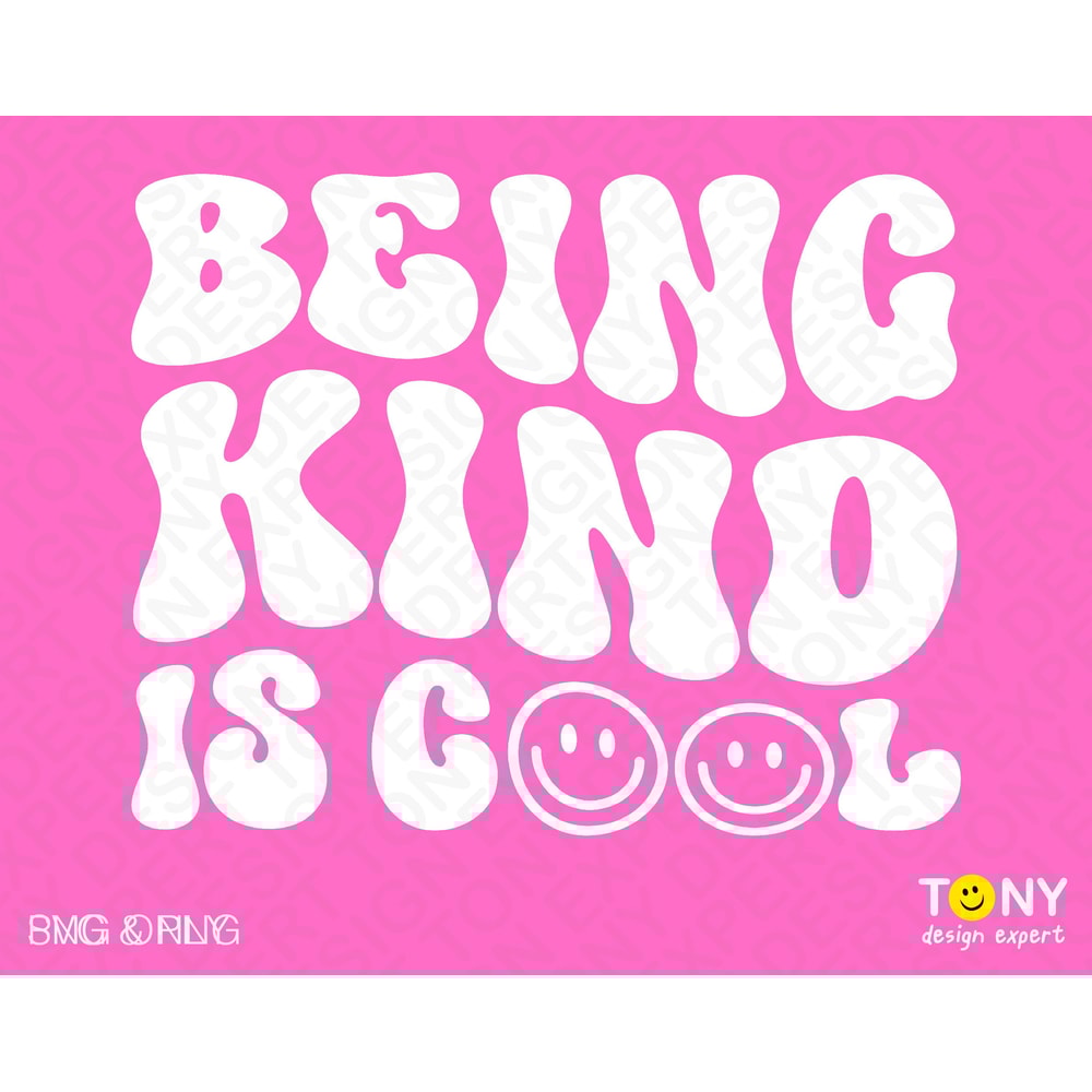 Being Kind Is Cool Svg Png, Choose Kindness Svg, Pink Svg, Trendy Retro Groovy Wavy Stacked Digital Download Sublimation PNG & SVG Cricut - 3.jpg