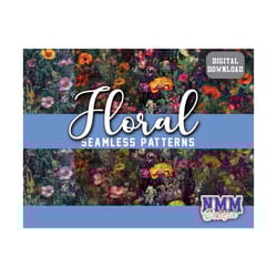 4 seamless floral papers, watercolor floral paper, seamless patterns, digital paper, scrapbook, cactus digital download