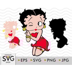 betty boop svg, easy cut, layered by color, cutting file for cricut, betty boop png, instant download