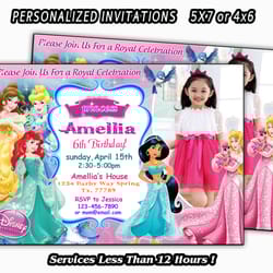 disney princess birthday invitation, disney princess birthday, disney princess party, personalised invitation