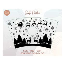 Christmas Santa Reindeer Cold Cup Svg, Christmas Cup Svg, Christmas Wrap Svg, Christmas Pattern Decal Full Wrap Venti Co