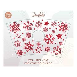 Snowflakes Cold Cup Svg, Christmas Cup Svg, Christmas Wrap Svg, Christmas Pattern Decal Full Wrap Venti Cold Cup 24 Oz F