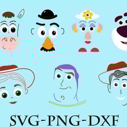 buzz lotso mr. potato mrs. potato woody and donkey and jessie svg, toy story bundle svg, png, dxf, pdf, jpg,...
