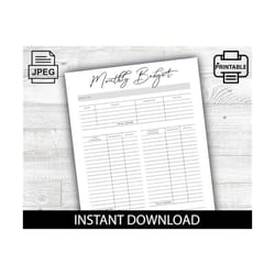 monthly budget tracker, budget tracker, expenses, printable, financial planner, budget, digital download, organization,