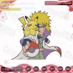 minato x pokemon embroidery design, naruto embroidery design, anime embroidery file, machine embroidery designs
