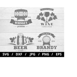 craft beer logo sets collection illustration svg, whiskey, wine, brandy, brewery, beer shop, beer labels emblems icon ba