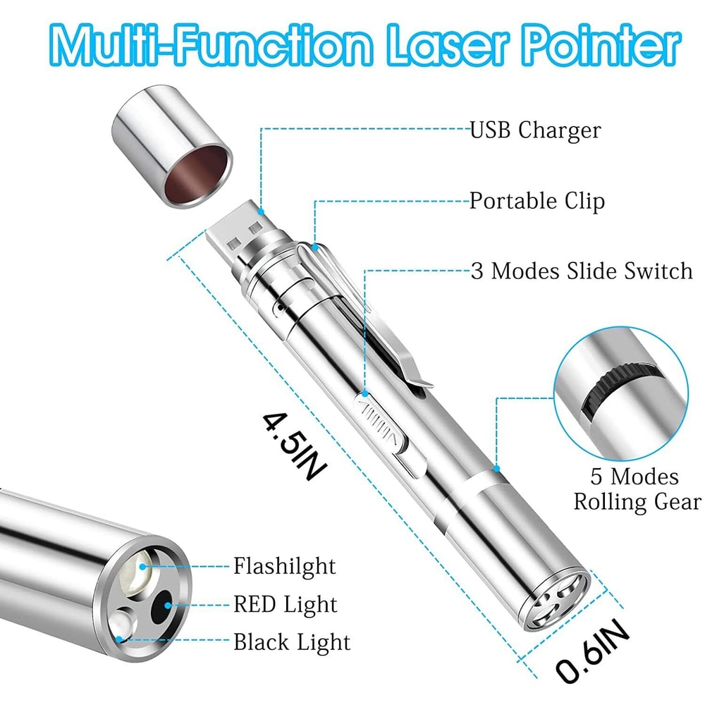USB Rechargeable 3-in-1 Laser Pointer Pen 4