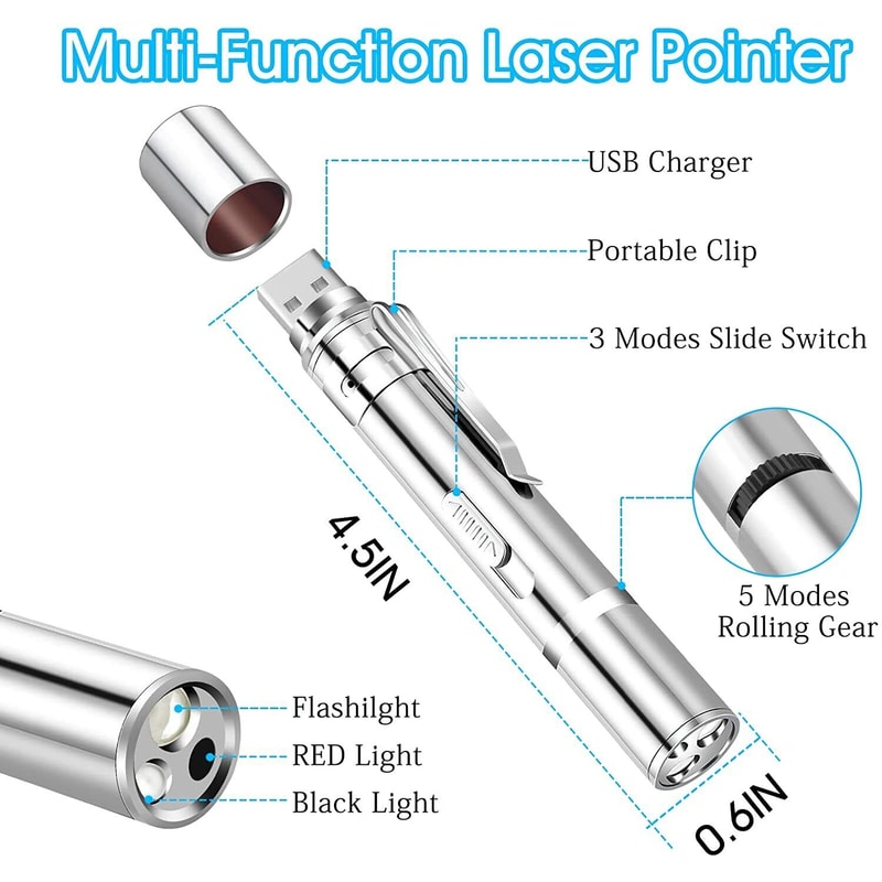 USB Rechargeable 3-in-1 Laser Pointer Pen 4
