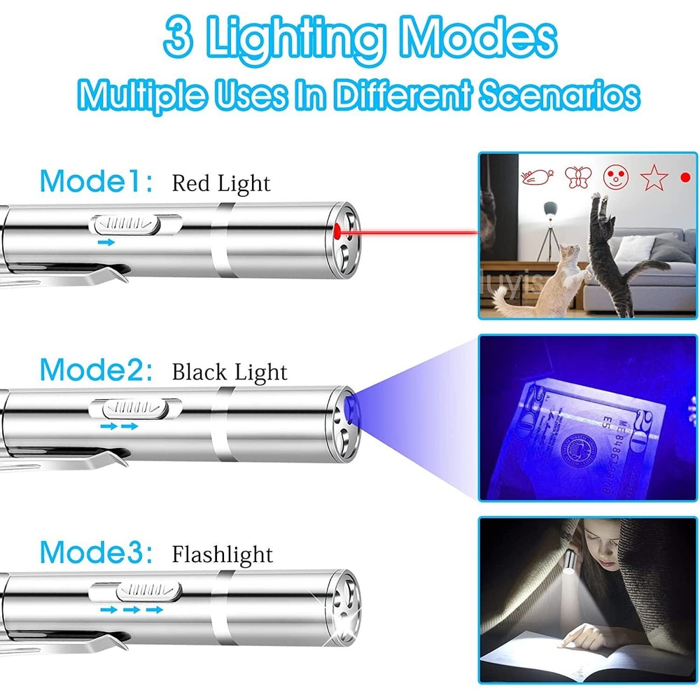 USB Rechargeable 3-in-1 Laser Pointer Pen 3