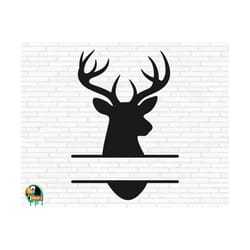 deer split monogram svg, deer head svg, deer hunting svg, buck head svg, deer svg, hunting svg, deer antlers svg cut fil