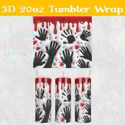 3d inflated horror bloody hands tumbler wrap png, halloween 3d tumbler wrap, bloody hands tumbler png
