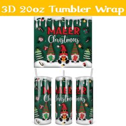 3D Inflated Gnome Maeer Christmas Tumbler Wrap PNG, Christmas 3D Tumbler Wrap, Gnome Tumbler PNG