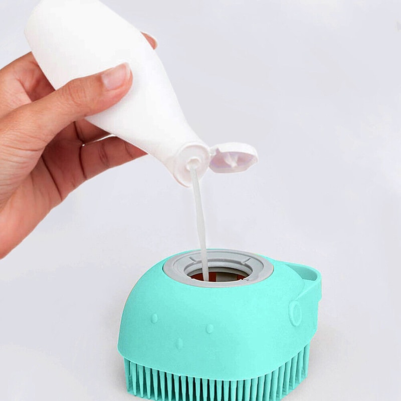 Pet Dog Cat Massage Brush Shampoo Dispenser 1