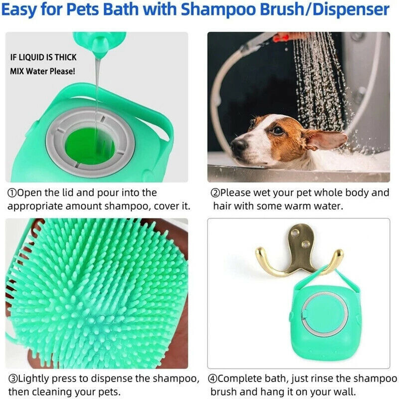 Pet Dog Cat Massage Brush Shampoo Dispenser 4