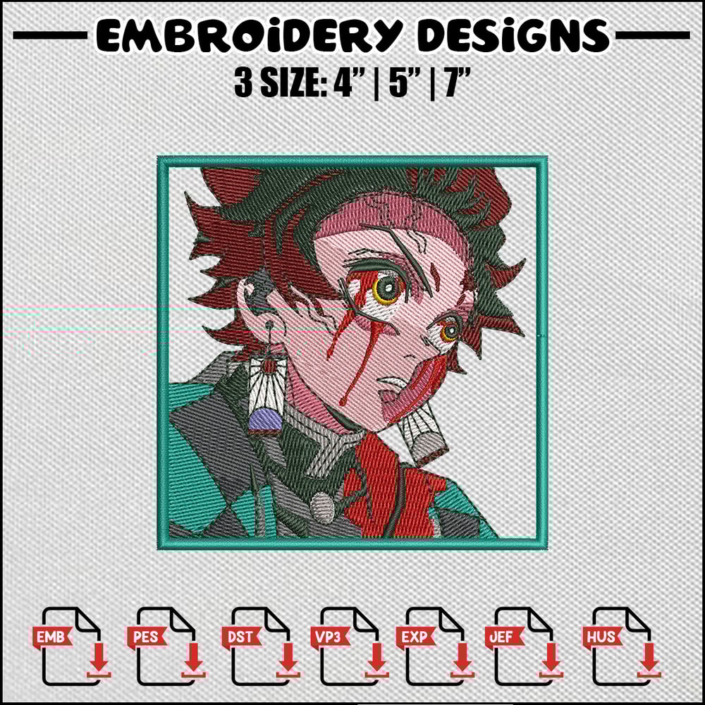 Tanjiro frame embroidery design