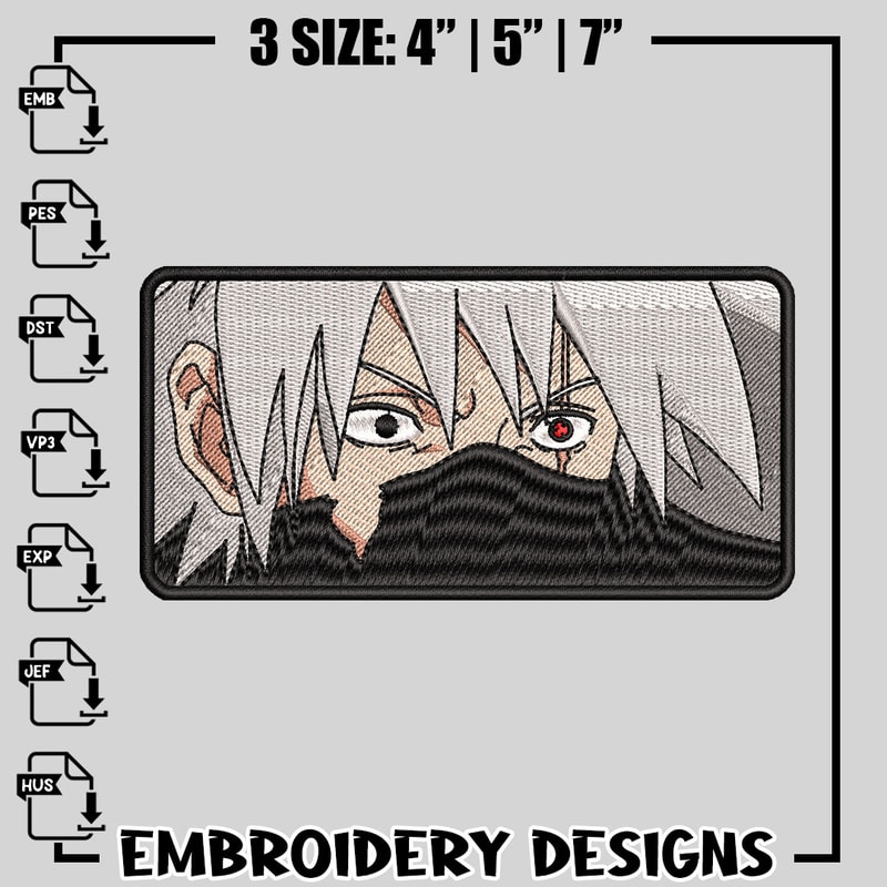 Hatake Kakashi embroidery design