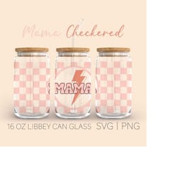 checkered mama lightning libbey can glass svg, racing checkered mama, checkered svg, checkered flag, checkered mama png,