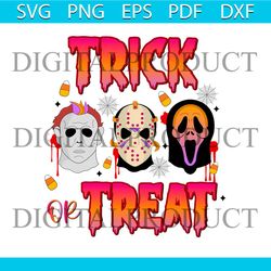 Retro Trick or Treat Horror Characters Scream PNG